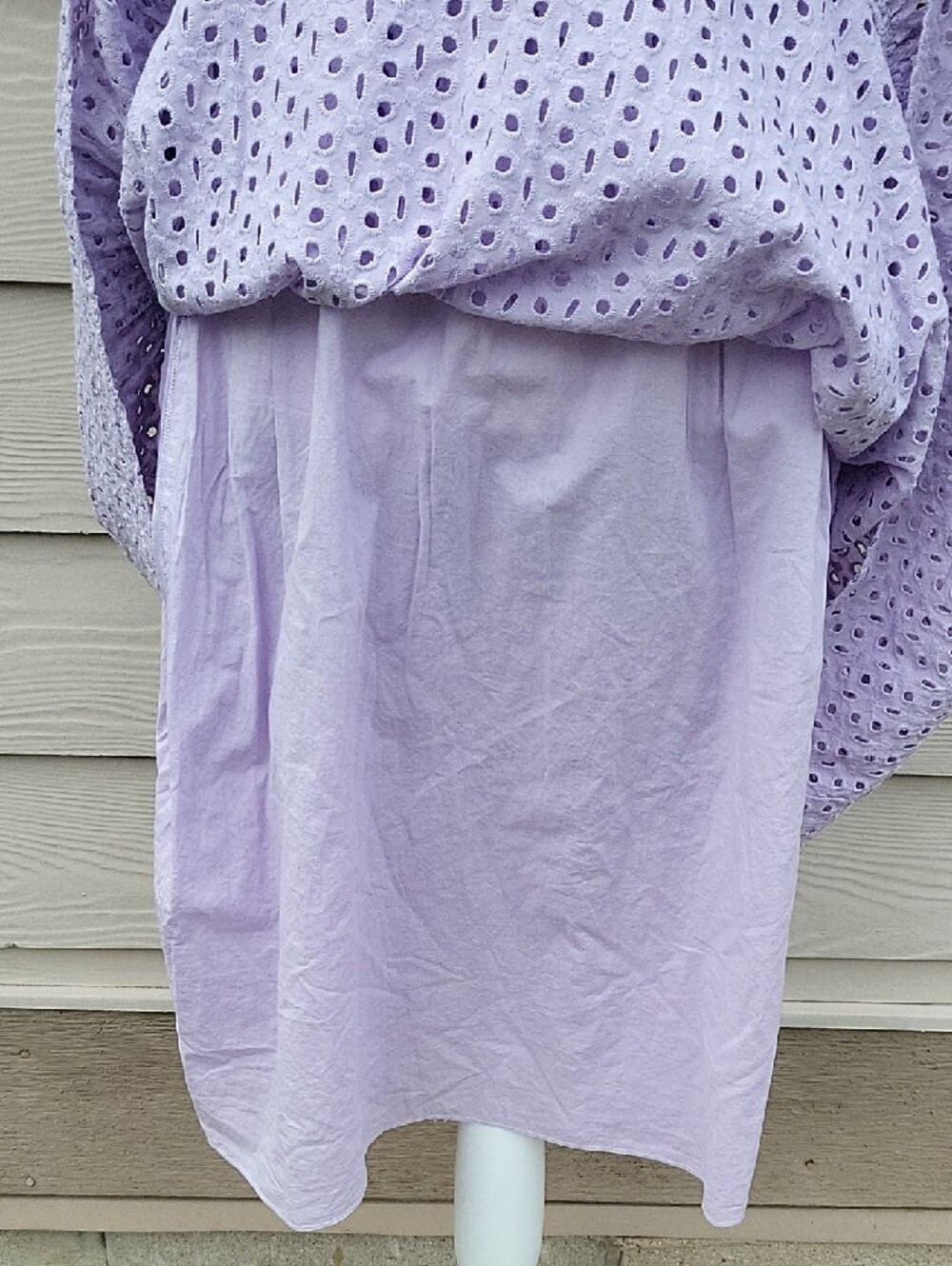 Koko & Mason Lavender Eyelet Maxi Dress Smocked Tie Straps Women's Size Small - Picture 8 of 13